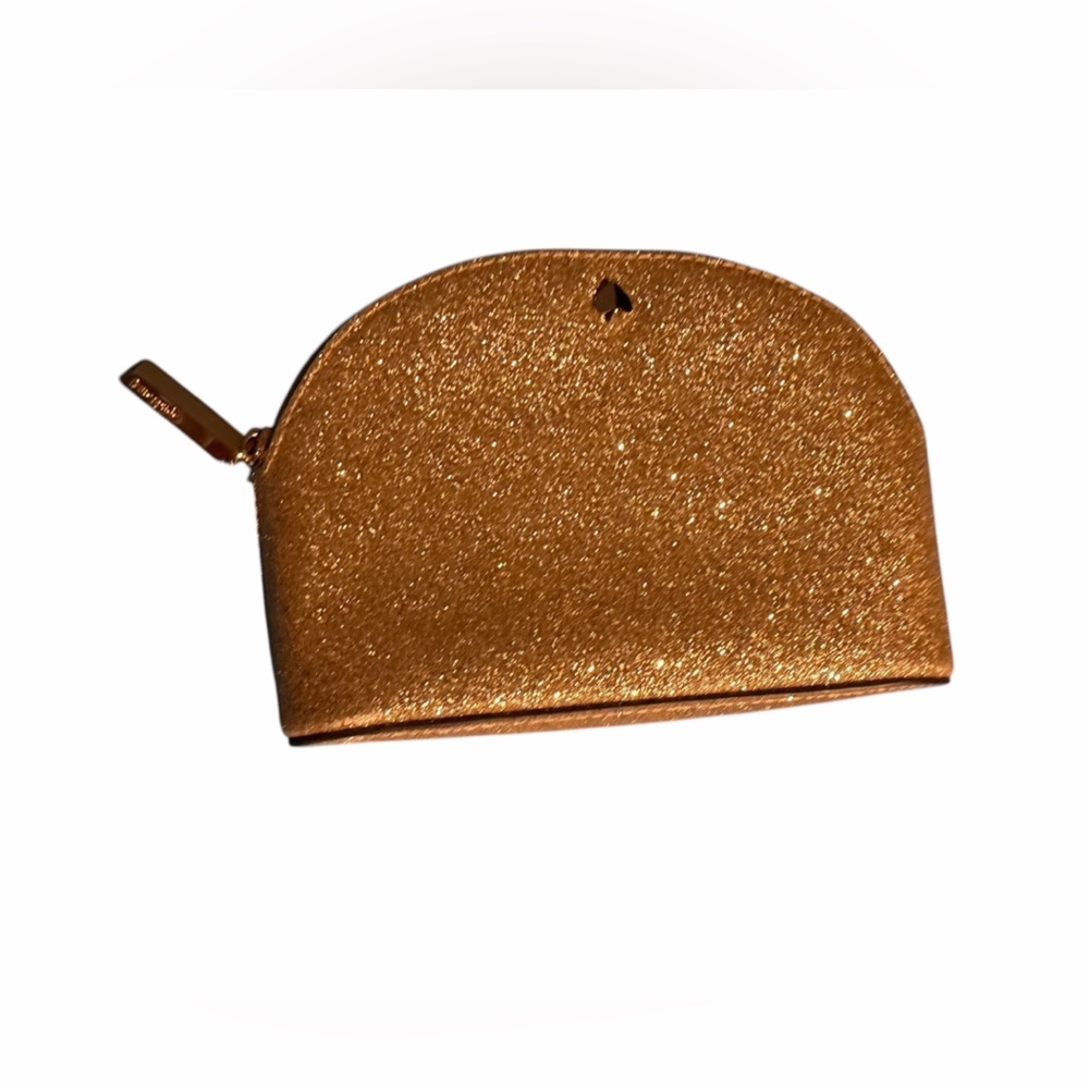 KATE SPADE Gold Glitter Half-Moon pouch